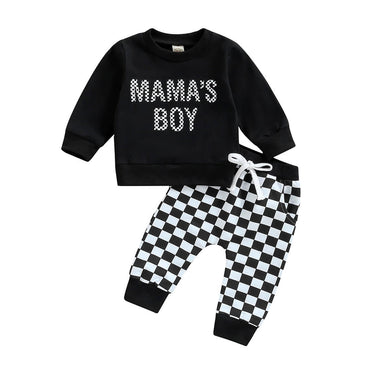 Mama's Boy Checkered Pants Baby Set   