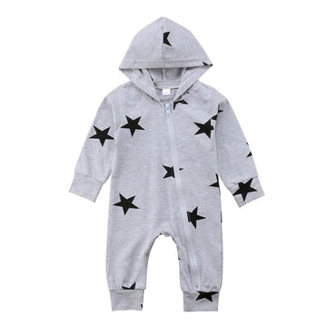Stars Zipper Hooded Baby Jumpsuit   