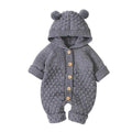 Knitted Bear Ears Baby Jumpsuit Gray 12-18 M 