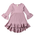 Ribbed Solid Toddler Dress Purple 3T 