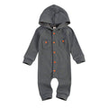 Solid Waffle Hooded Baby Jumpsuit Gray 9-12 M 