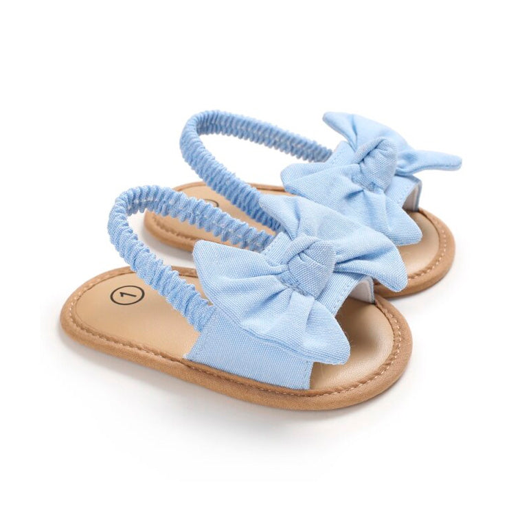 Solid Bowknot Baby Sandals Blue 1 