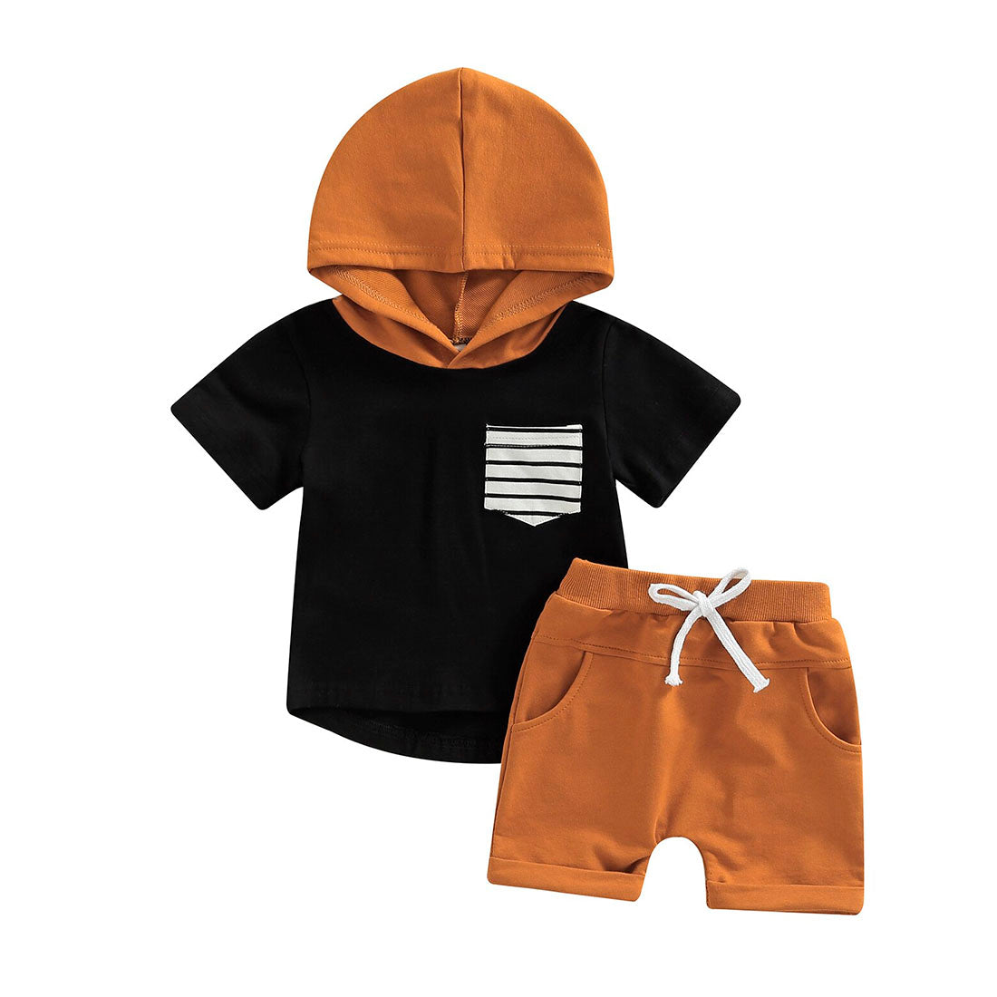 Brown Shorts Hooded Toddler Set