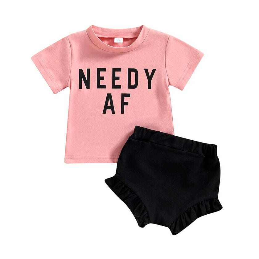 Needy Af Solid Shorts Baby Set   