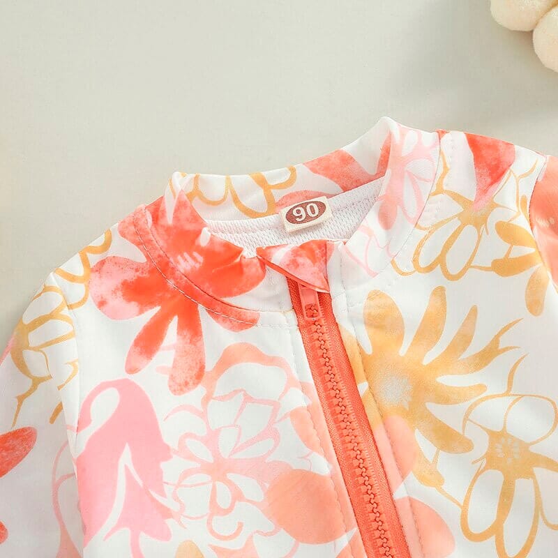 Floral Zipper Toddler Swimsuit   