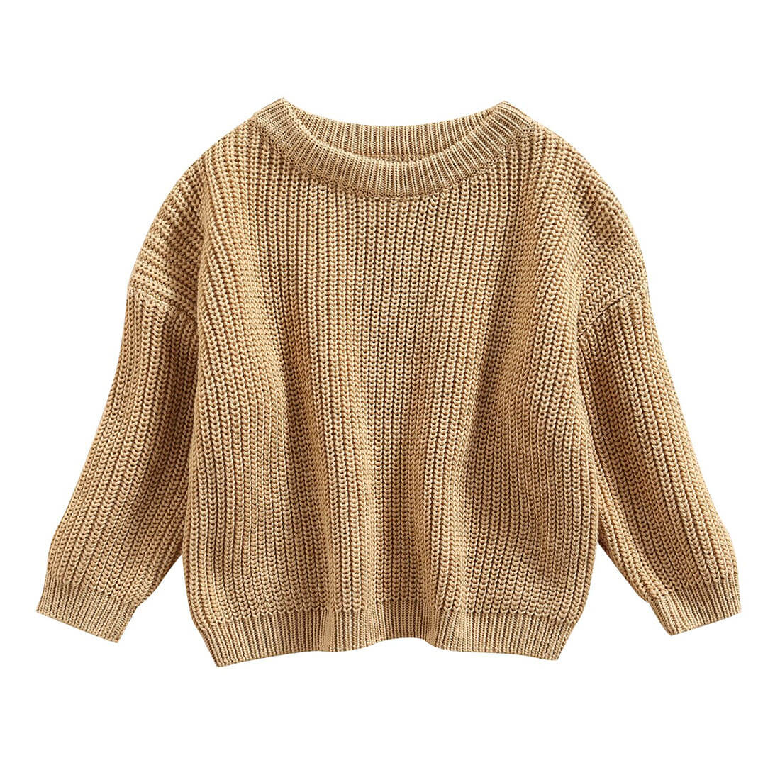Knitted Solid Sweater Khaki 3-6 M 