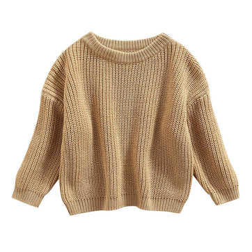 Knitted Solid Sweater Khaki 3-6 M 