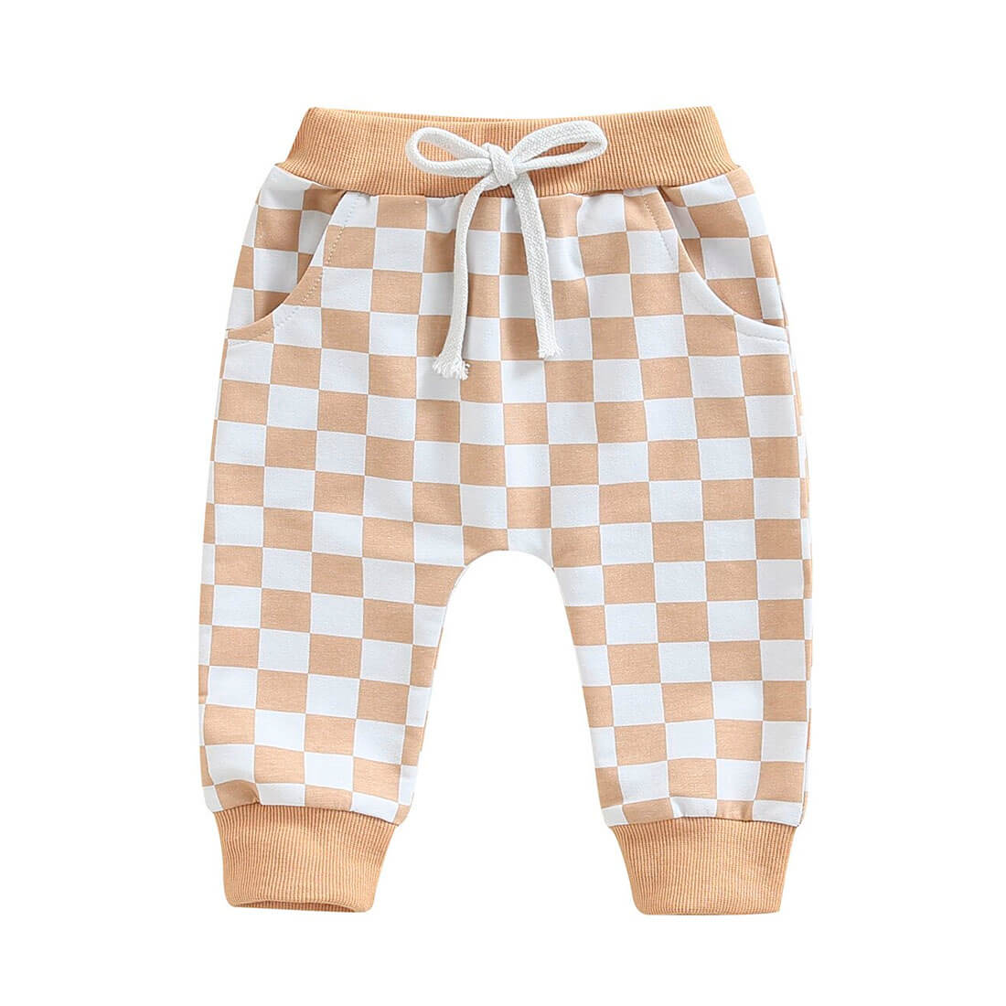 Tan Checkered Baby Pants   