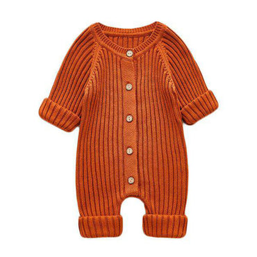 Long Sleeve Knitted Baby Jumpsuit Burnt Orange 3-6 M 