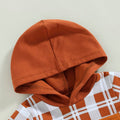 Short Sleeve Plaid Hooded Baby Set   