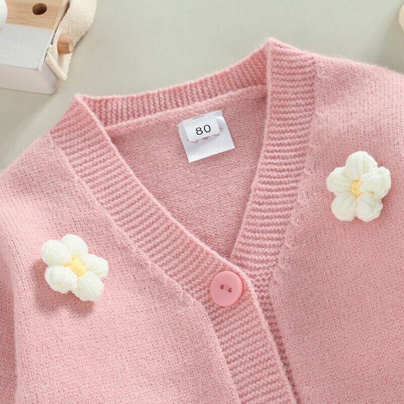Solid Daisy Knitted Toddler Cardigan