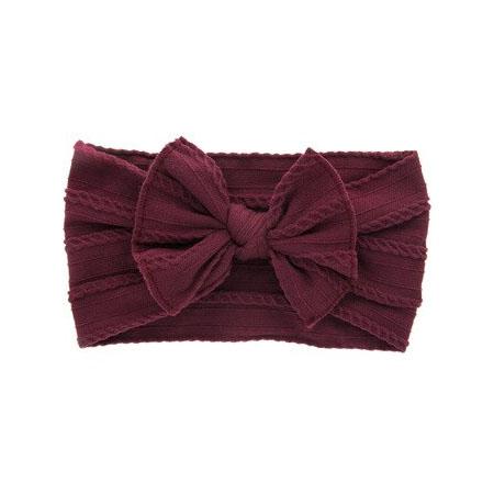 Bow Solid Headband Burgundy Red  