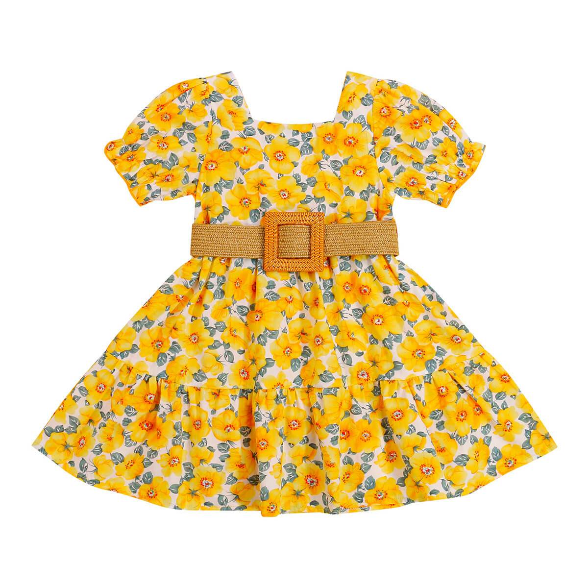 Yellow Floral Toddler Dress   
