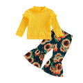 Yellow Sunflower Flared Pants Toddler Set