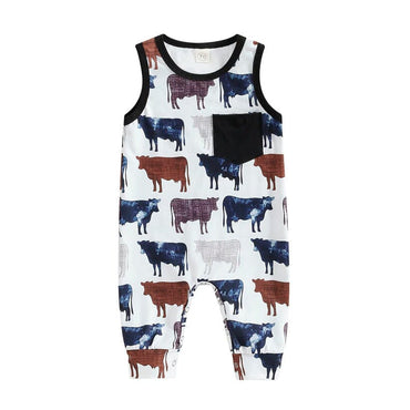 Sleeveless Cows Baby Jumpsuit