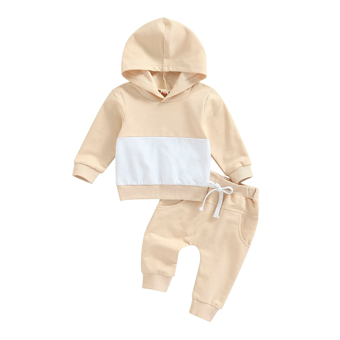 Solid Pants Hooded Toddler Set Beige 9-12 M 