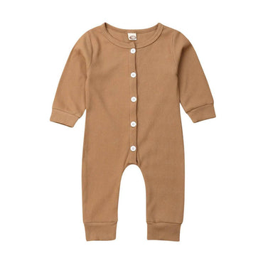 Long Sleeve Solid Baby Jumpsuit Brown 18-24 M 