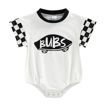Bubs Checkered Baby Bodysuit Black 0-3 M 