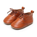 Solid Leather Lace Up Baby Shoes Brown 1 