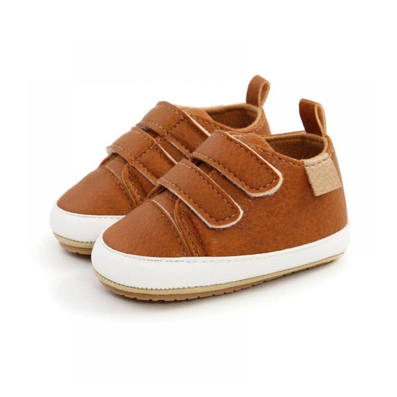 Buckle Strap Solid Baby Shoes Brown 1 