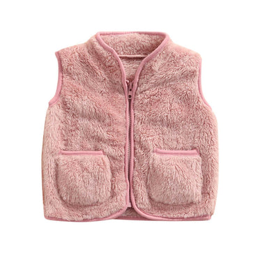 Solid Plush Vest Toddler Jacket Pink 12-18 M 