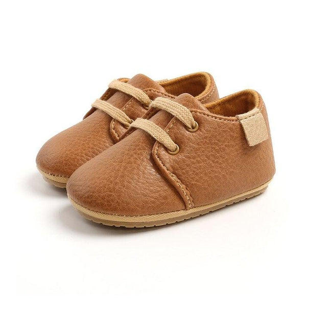 Lace Up Solid Baby Shoes Brown 1 