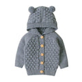 Solid Knit Hooded Baby Cardigan