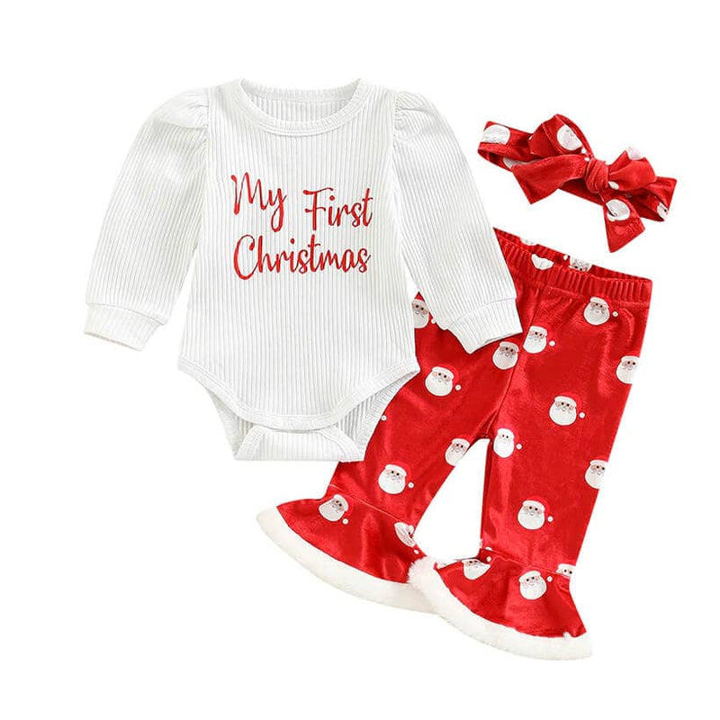 white christmas dresses Baby First Christmas Outfit, My First Christmas Onesie®, Personalized Name  Hat main image 1