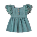 Solid Lace Sleeve Baby Dress Sage Green 0-3 M 
