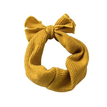Knit Bow Headband Yellow  