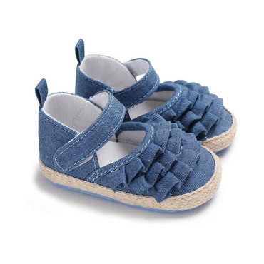 Ruffle Solid Baby Shoes Blue 5 