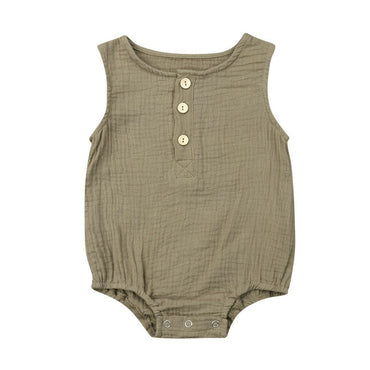 Solid Linen Sleeveless Romper - The Trendy Toddlers
