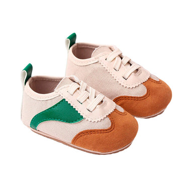 Lace Up Canvas Baby Sneakers Green Brown 1 