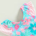 Fly Sleeve Floral Toddler Swimsuit   
