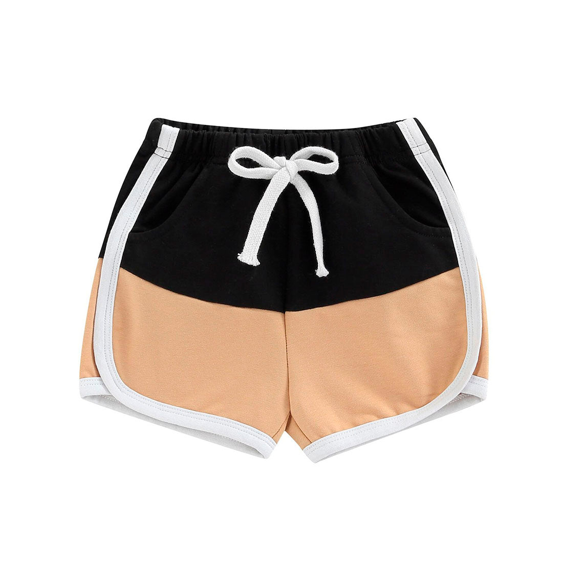 Color Block Toddler Shorts Coffee Beige 9-12 M 