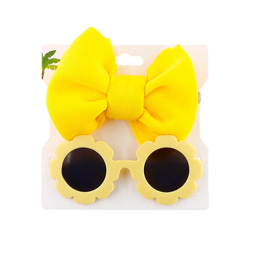 Sunglasses Bow Headband Set Yellow  
