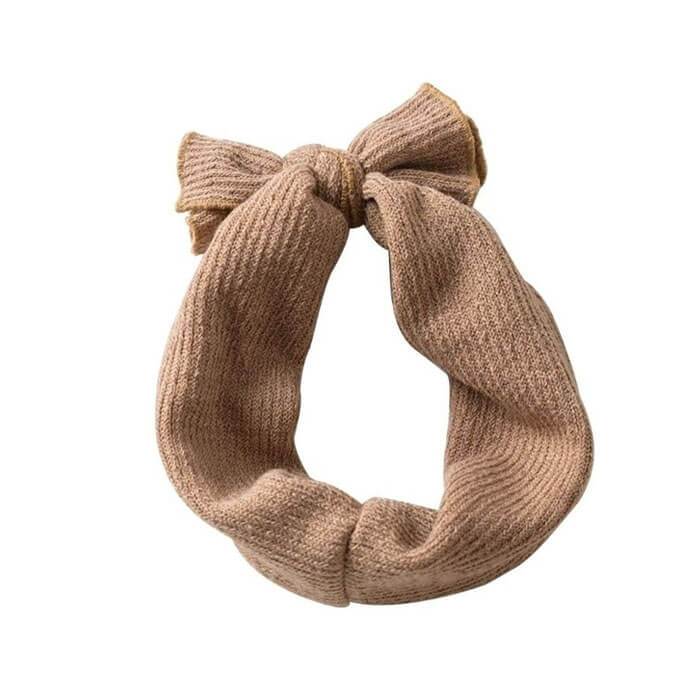 Knit Bow Headband Brown  