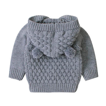 Solid Knit Hooded Baby Cardigan   