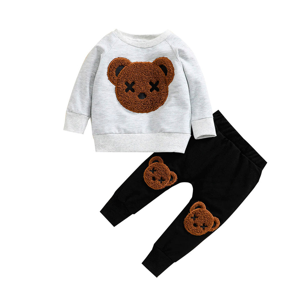 Toddler Boy Fluffy Bear 2-Piece Clothing Set – The Trendy Toddlers