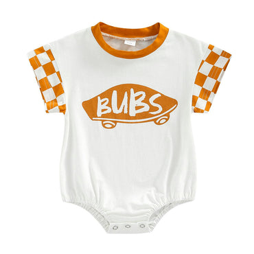 Bubs Checkered Baby Bodysuit Mustard Orange 0-3 M 