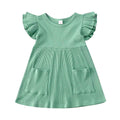 Solid Ribbed Toddler Dress Green 4T 