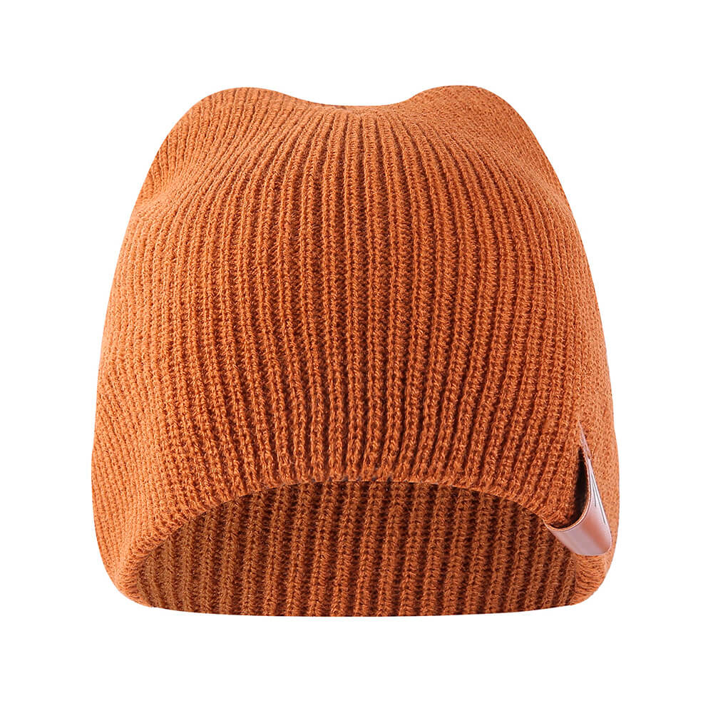 Knitted Solid Beanie Brown  