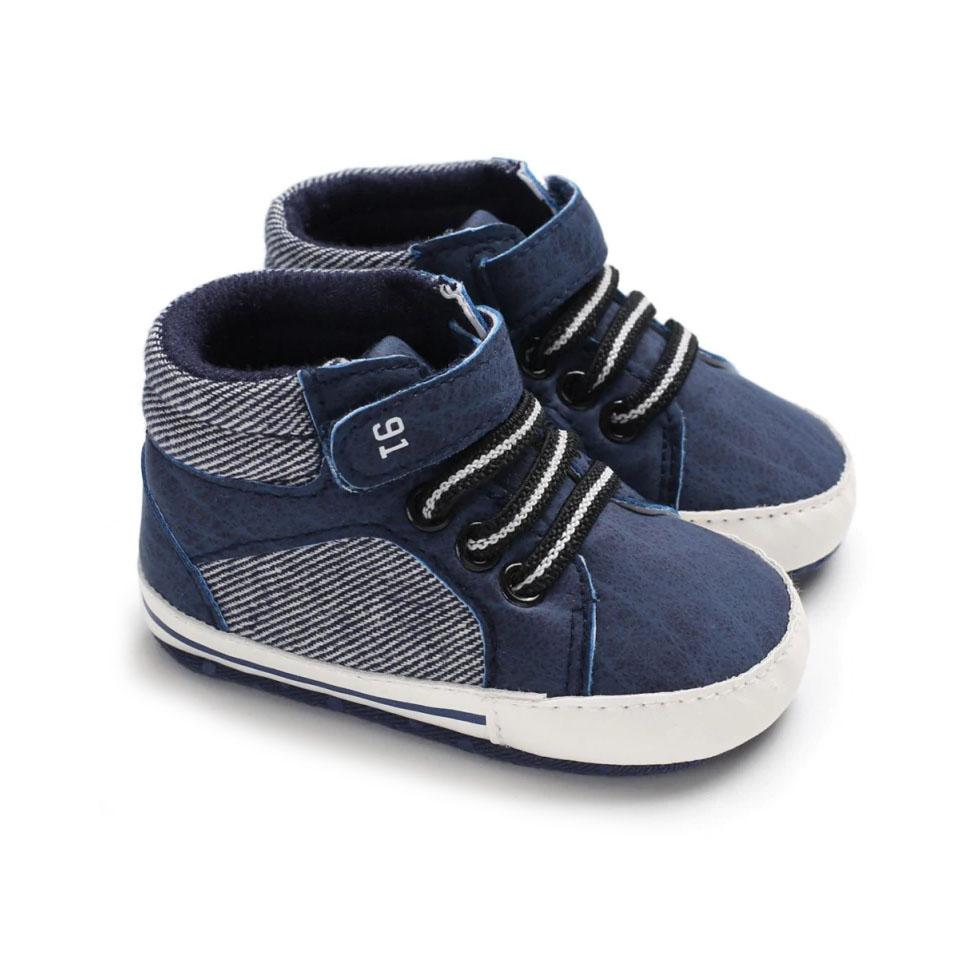 Lace Up High Top Baby Sneakers Blue 1 