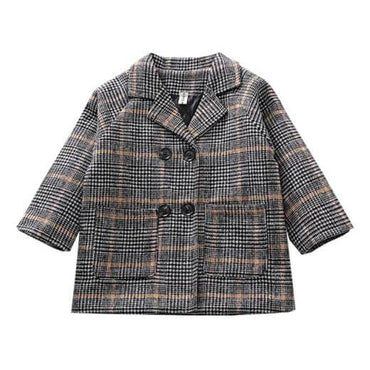 Double Breasted Plaid Toddler Jacket   