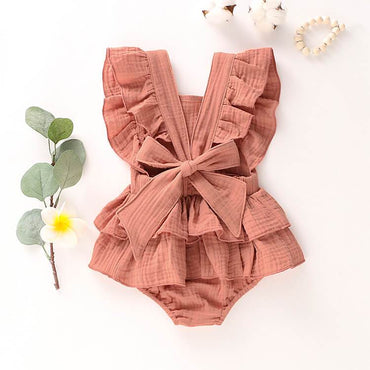 Solid Ruffled Baby Romper   