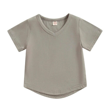 Solid V-Neck Toddler Tee Gray 9-12 M 