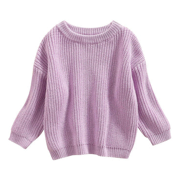 Knitted Solid Sweater Purple 3-6 M 