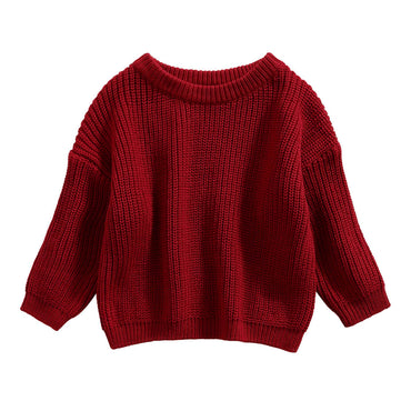 Knitted Solid Sweater Burgundy Red 3-6 M 