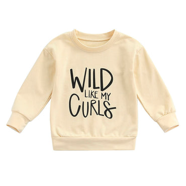 Wild Like My Curls Toddler Sweatshirt Beige 2T 