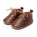 Solid Leather Lace Up Baby Shoes Dark Brown 1 